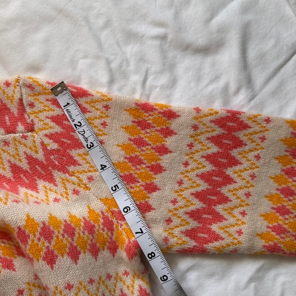 J. Crew 100% Cashmere Women's Sweater - Pink, Yellow, Cream Geometric Design - Picture 11 of 12